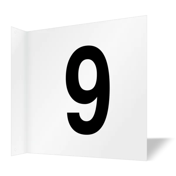 Semn de culoar proiectat numărul 9 fata verso
