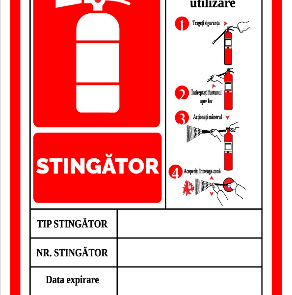Indicator instructiuni pentru stingator