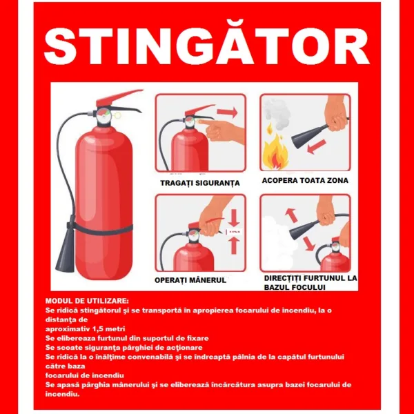 Placuta cu instructiuni pentru stingator