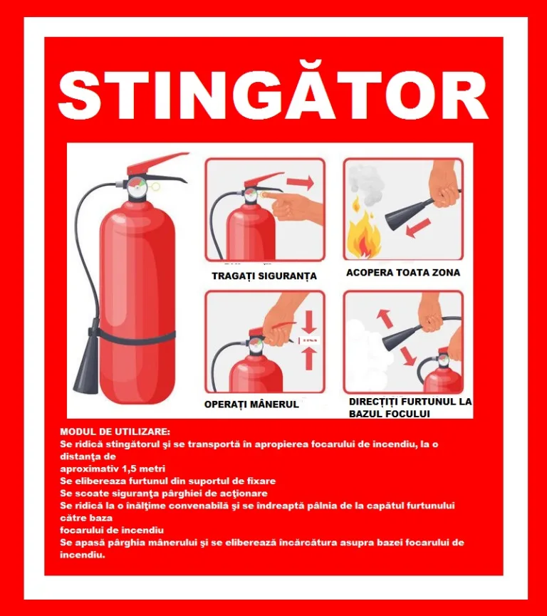 Placuta cu instructiuni pentru stingator