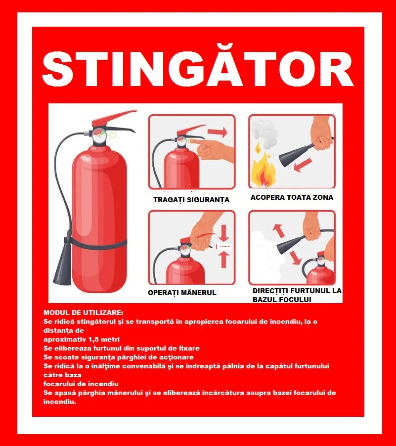 Placuta cu instructiuni pentru stingator