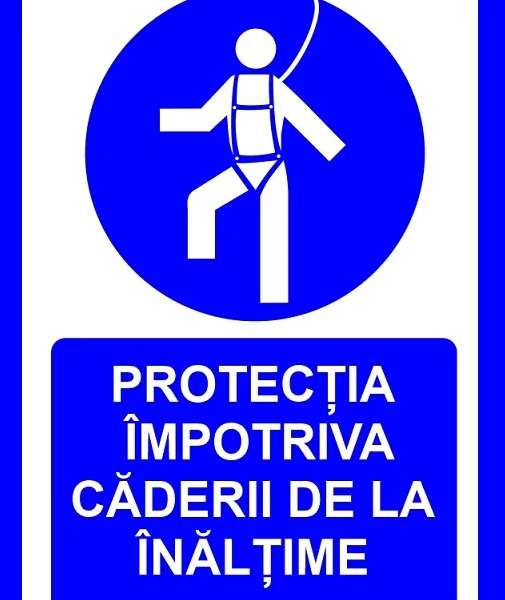 placuta pentru protectia obligatorie impotriva caderii de la inaltime