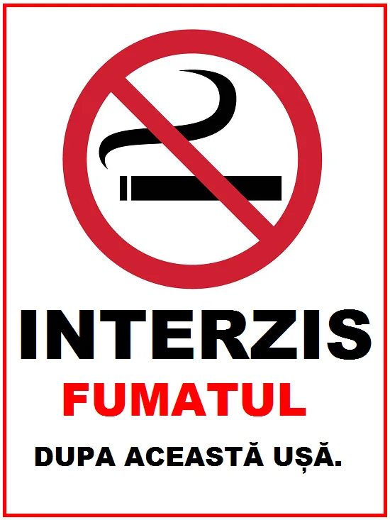 Placuta fumatul interzis dupa aceasta usa