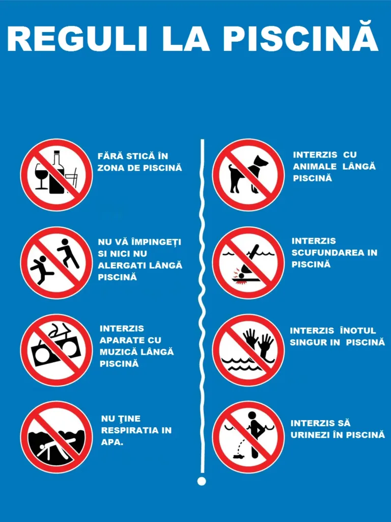 Placuta cu reguli la piscina