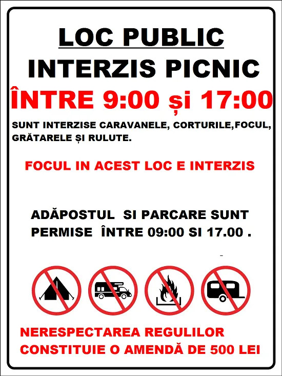Placuta pentru loc public interzis picnic