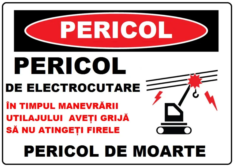 Placuta pericol de electrocutare nu atingeti firele de curent