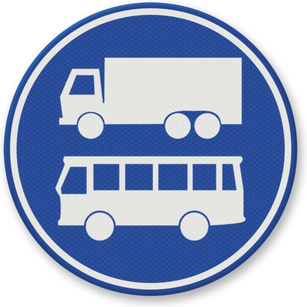 Semn de avertizare pentru benzi de autobuze și camioane