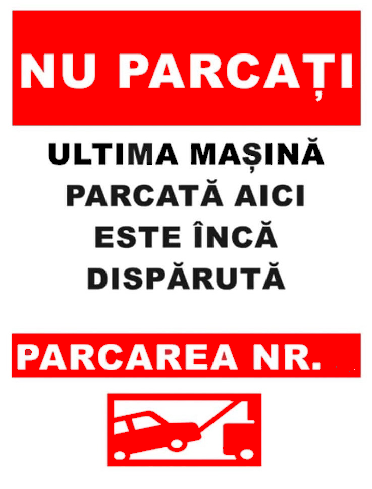 Indicator pentru parcare cu numar