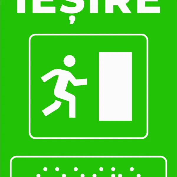 Plăcuță IEȘIRE pentru nevăzători - Siguranță, Braille și accesibilitate