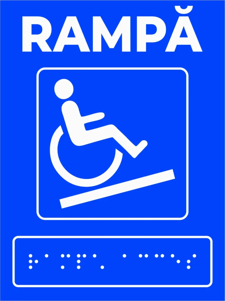 Placuta cu rampa pentru persoane cu dizabilitati nevazatoare