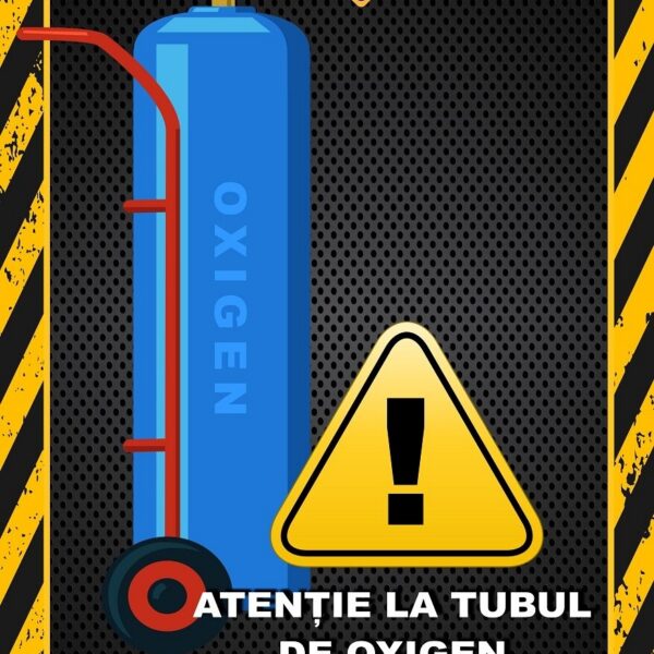 Afiș Tuburi de oxigen - Evitați contactul cu flăcările și scânteile