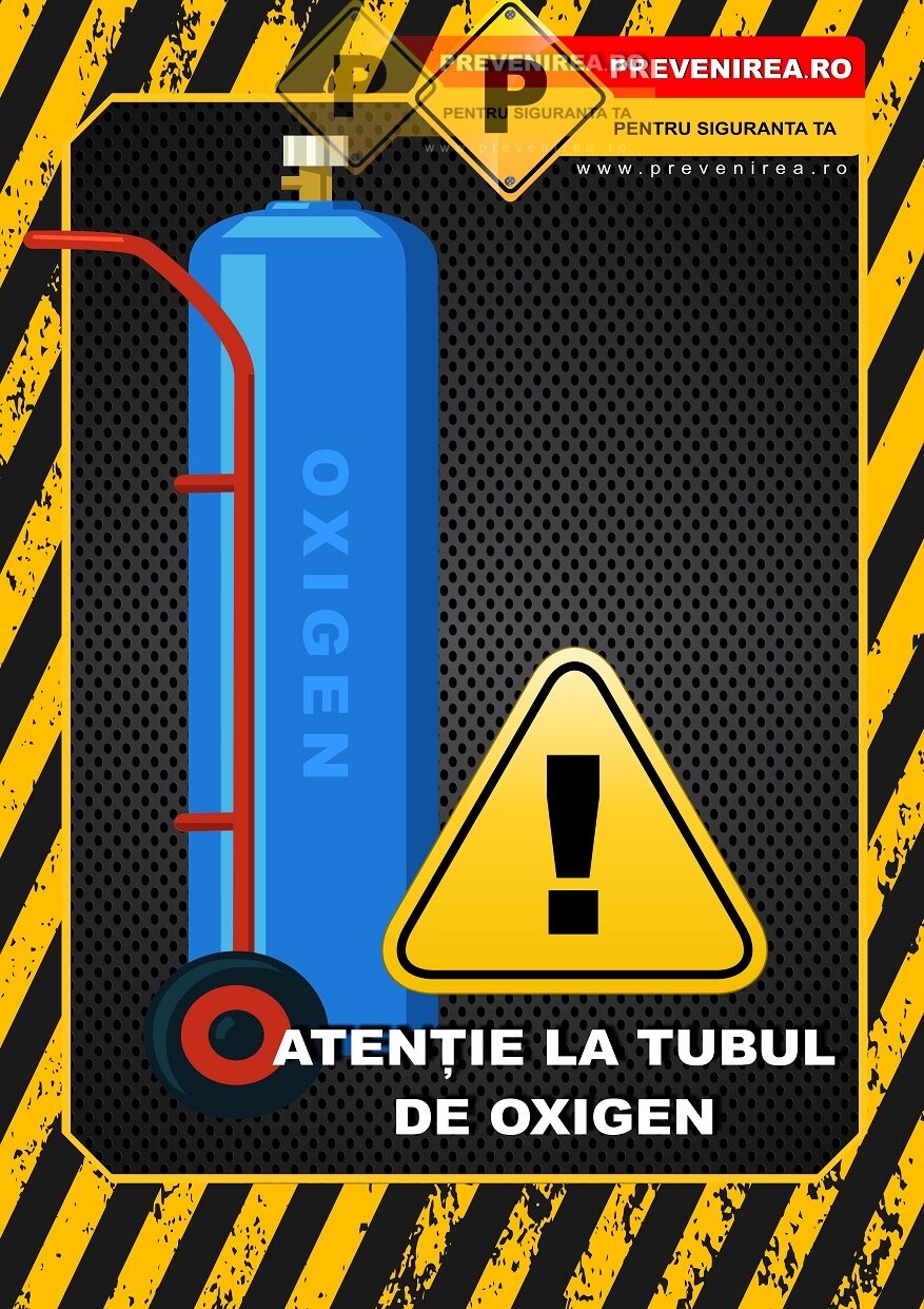 Afiș Tuburi de oxigen - Evitați contactul cu flăcările și scânteile