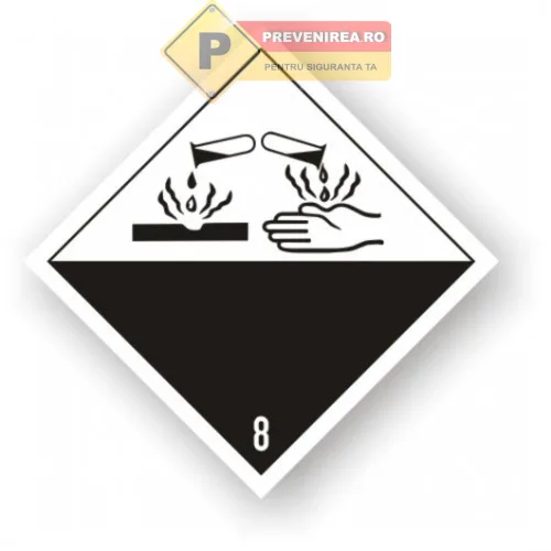 Etichetă Substanțe Corozive Clasa 8 - Protecție și Conformitate GHS