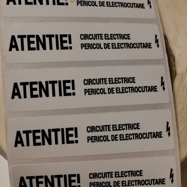 Banda Autocolantă Profesională cu Stickere și Simboluri pentru Instalatii Electrice și Marcaje Cabluri