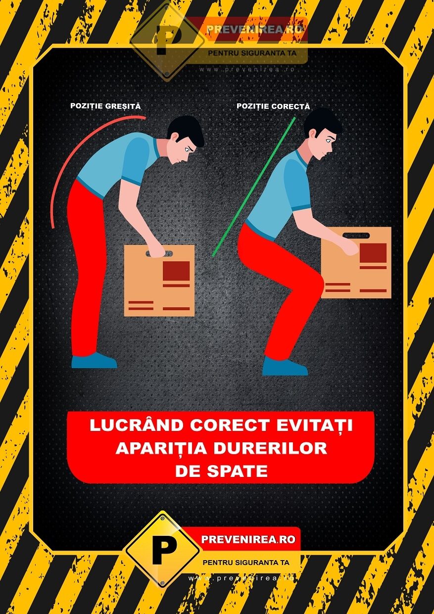Afiș Siguranță Încărcare și Descărcare Manuală - Reguli pentru Protecția Angajaților