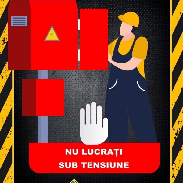 Afiș Siguranță Electrică - Opriți Curentul înainte de Intervenție