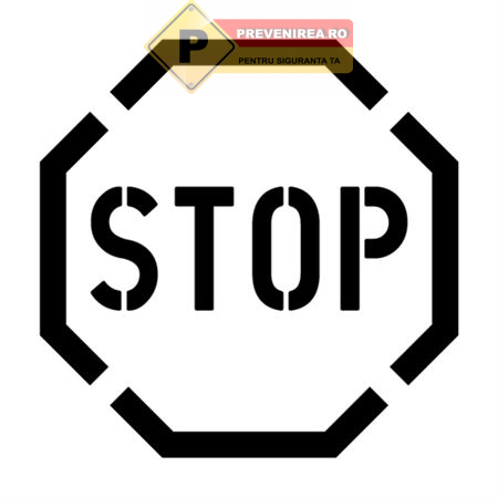 Șablon „STOP” pentru marcaje rutiere - semnalizare profesională drumuri și parcări