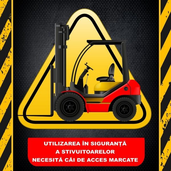 Afișe Profesionale pentru Instrucțiuni Stivuitoare și Marcarea Căilor de Acces